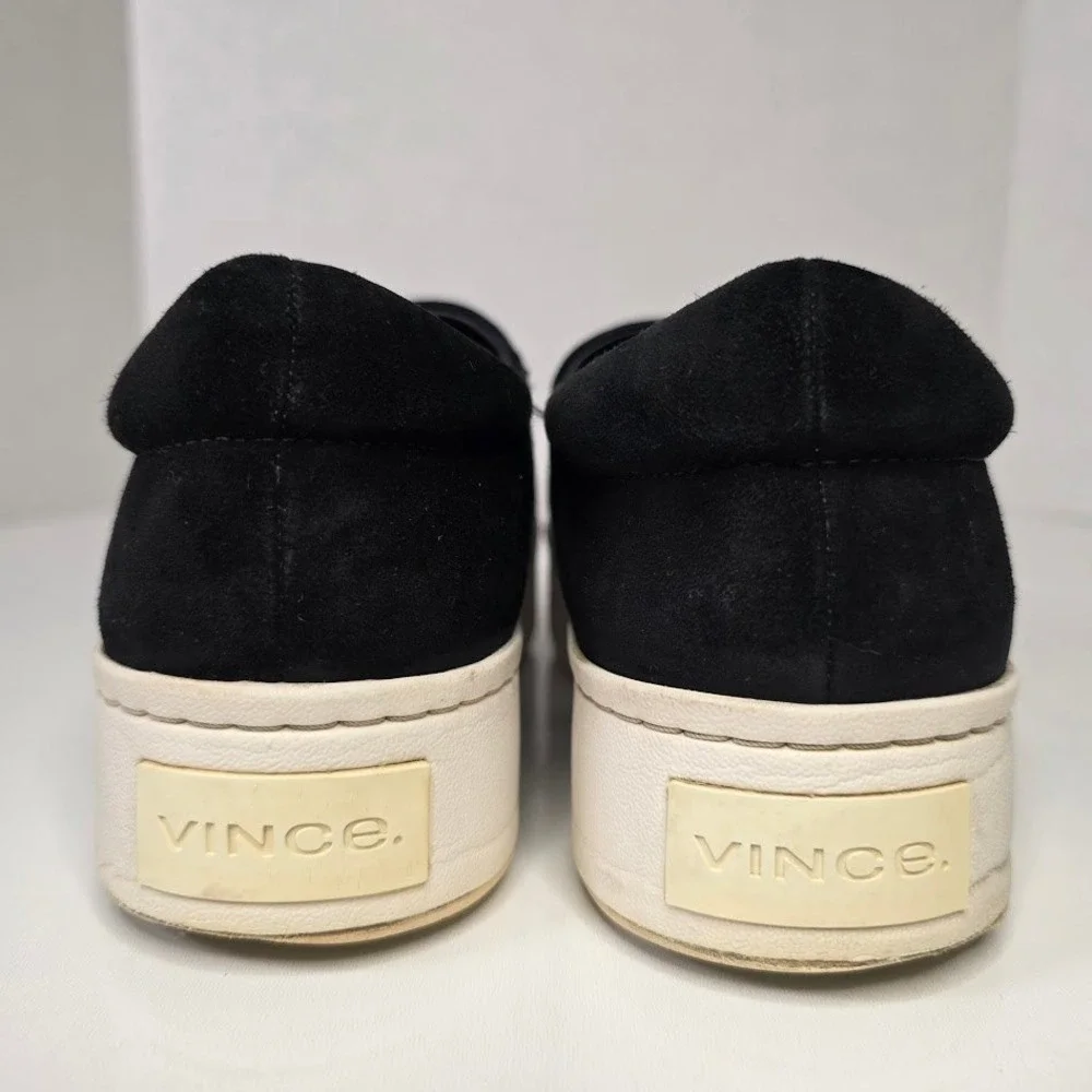 Vince Women US 8 EUR‎ 38 Warren Black Suede Platform Slip On Sneakers Shoes
